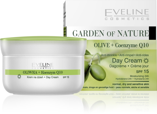 Kem dưỡng Ngày chống nhăn, tái tạo da - Eveline Garden of Nature Olive + Q10 Day Cream